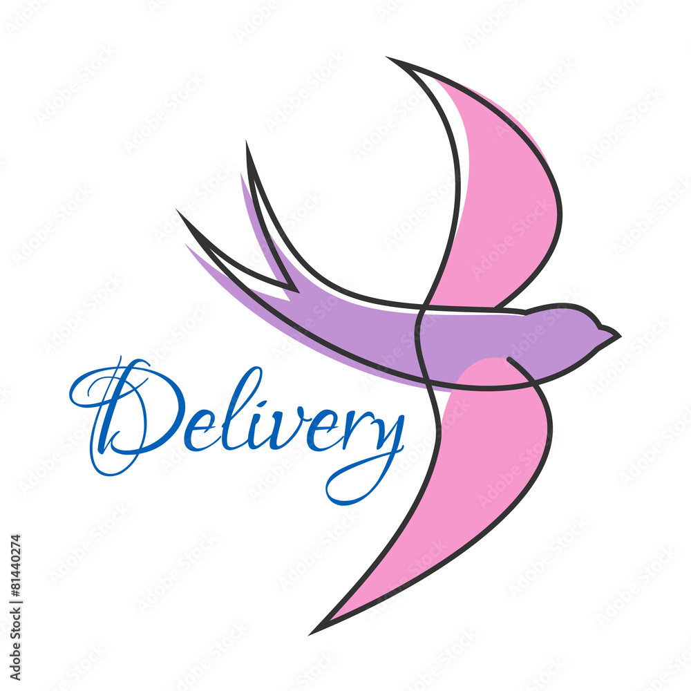 Obraz premium Flying swallow silhouette logo or emblem