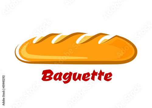 French crispy baguette in cartoon style