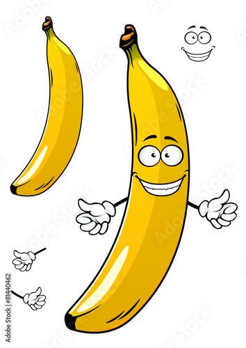 Cartoon ripe yellow banana fruit