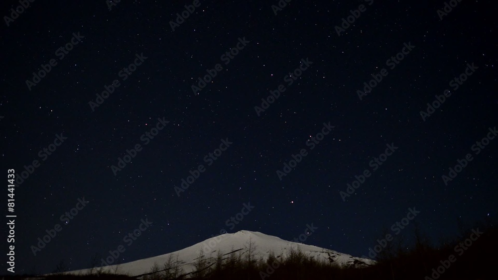 富士山五合目から夜中から明け方の空 富士山五合目から夜中から明け方の空