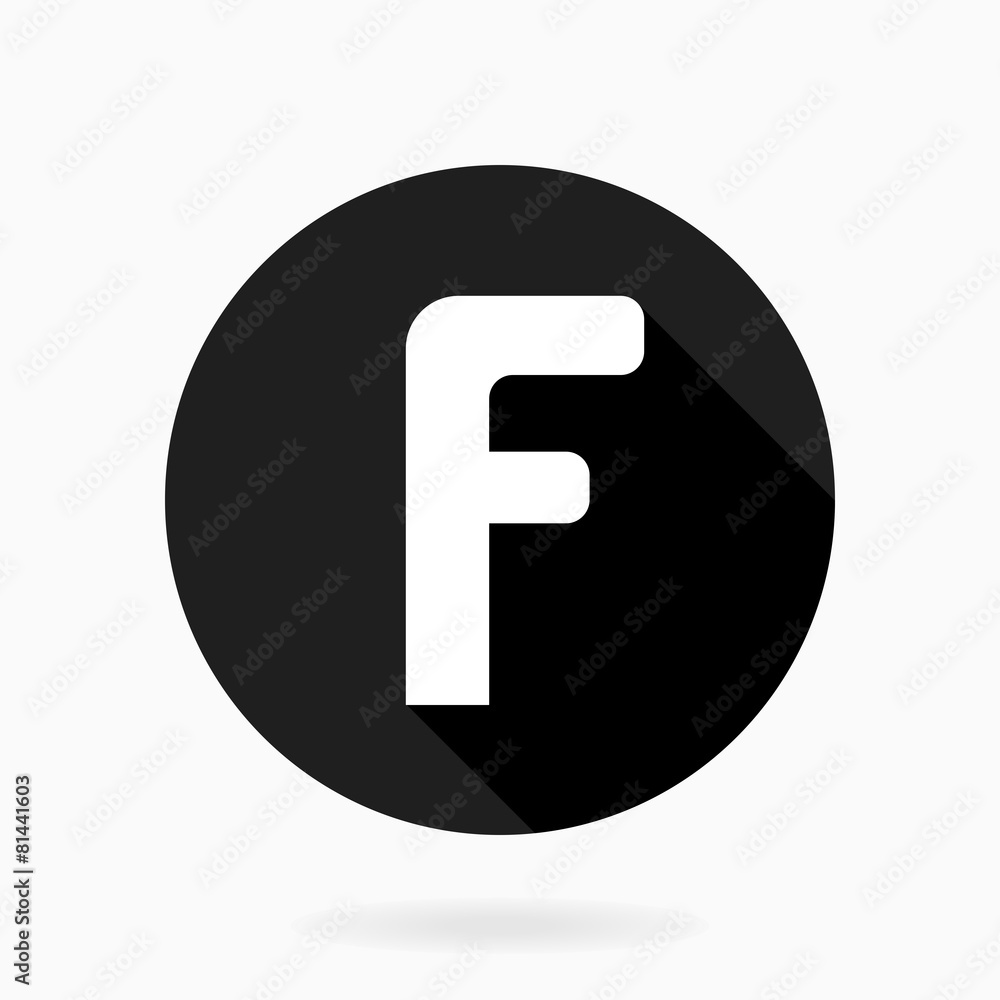 Fine Vector Flat Icon With Letter F Fine Vector Flat Icon With Letter F