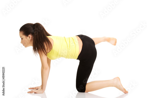 Fitness woman doing fitness exercise.