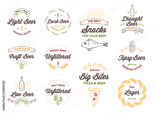 Doodble-style Beer logos, badges