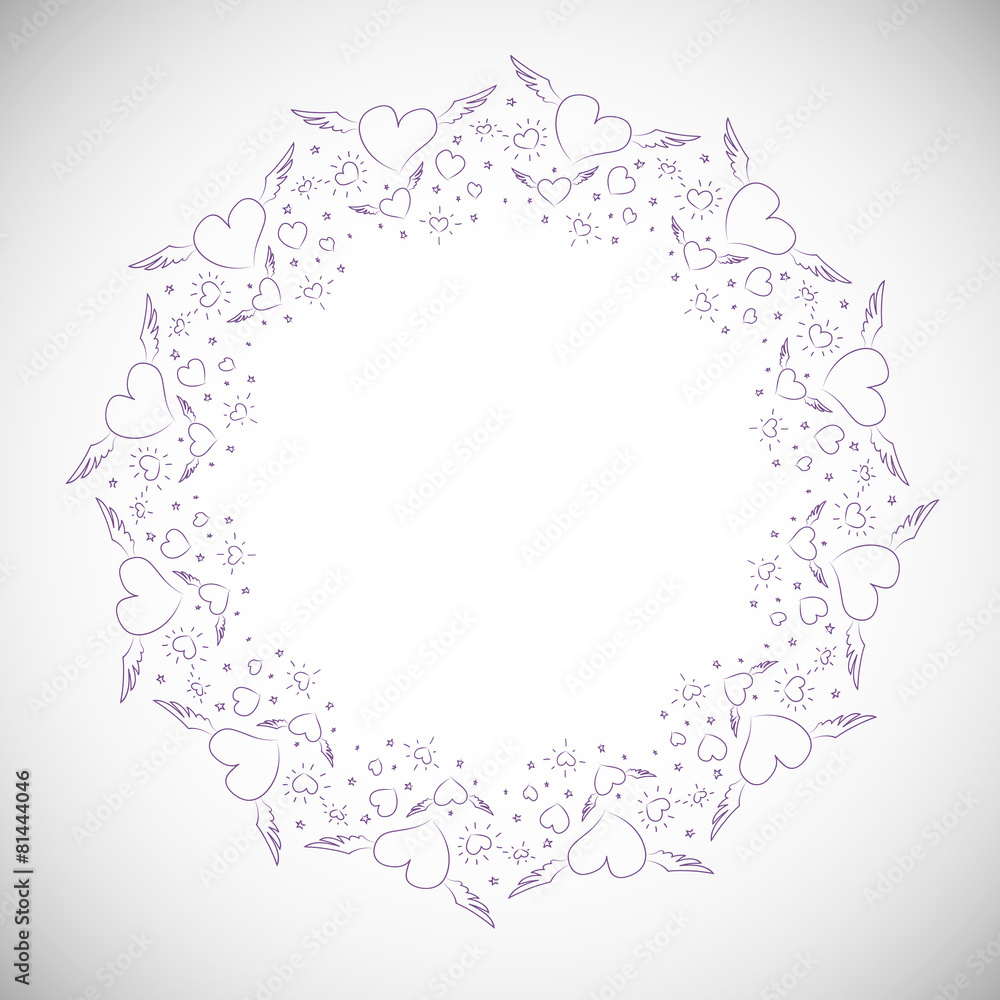 Fototapeta premium Heart border frame.