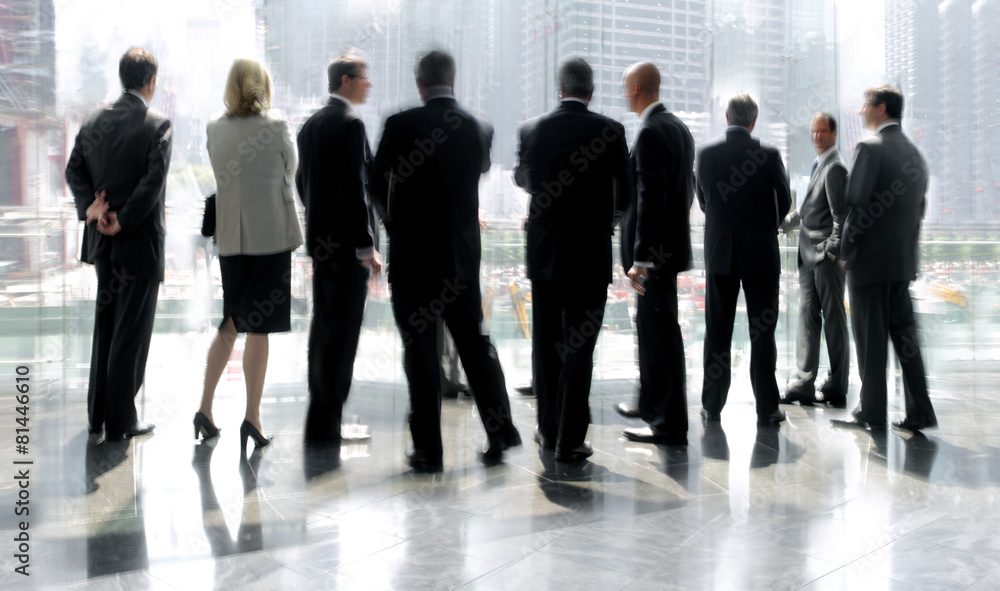 group of people in the lobby business center