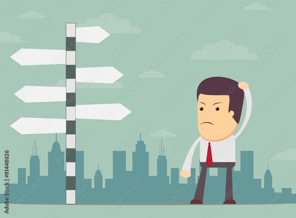 Businessman in front of a choice Businessman in front of a choice