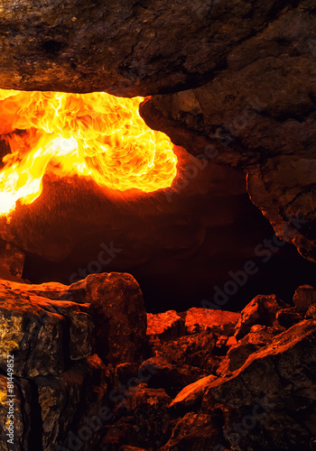 Fire a volley inside the stone cave