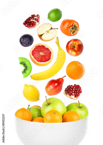 Falling fresh color fruits