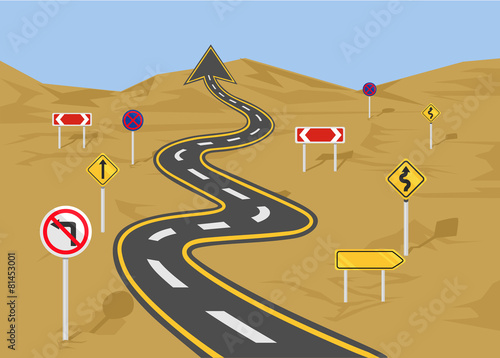 Vector wavy road flat illustration