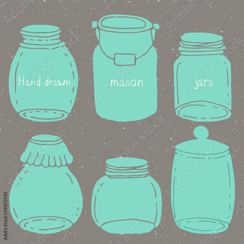 Hand drawn doodle mason jars kit