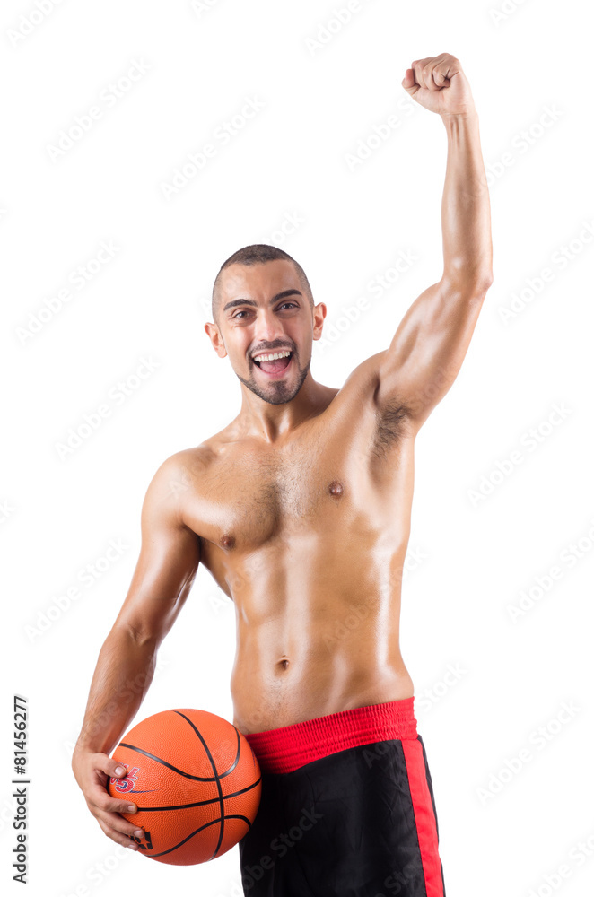 Young basketball player isolated on white Young basketball player isolated on white