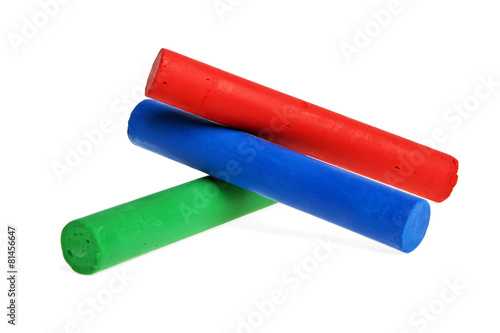 Colorful chalks on a white background