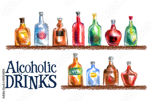 collection of bottles vector logo design template. drink or