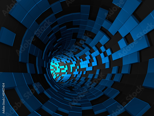 Abstract 3d rendering of futuristic tunnel.