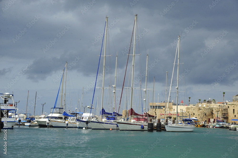 Harbor of old city of Acre - Sea Port, Akko, Israel
