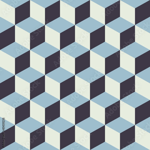 Abstract Seamless Checkered Cube Block Color Blue Background