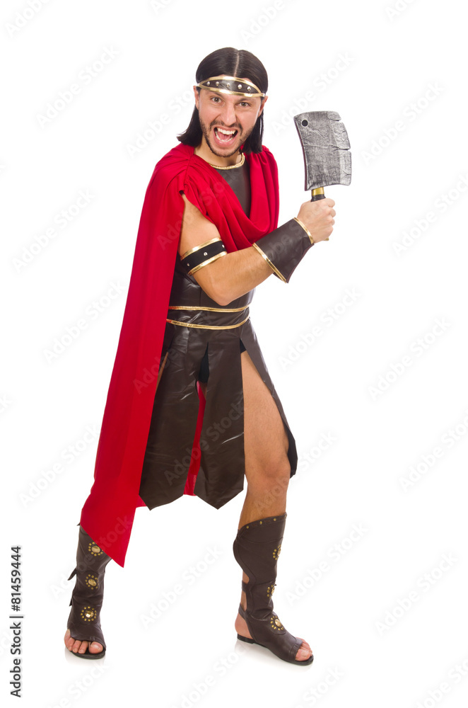 Gladiator with cleaver isolated on white Gladiator with cleaver isolated on white