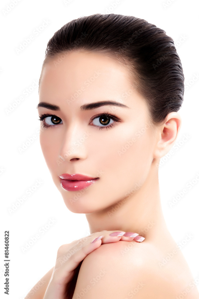 Beautiful face of young adult woman with clean fresh skin Beautiful face of young adult woman with clean fresh skin