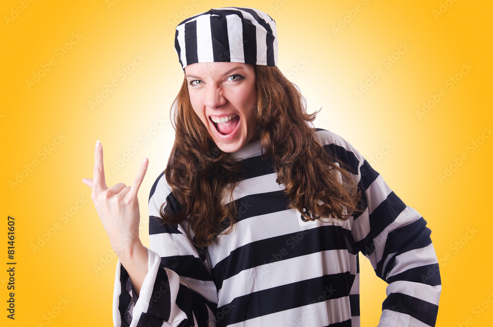 Convict criminal in striped uniform Convict criminal in striped uniform