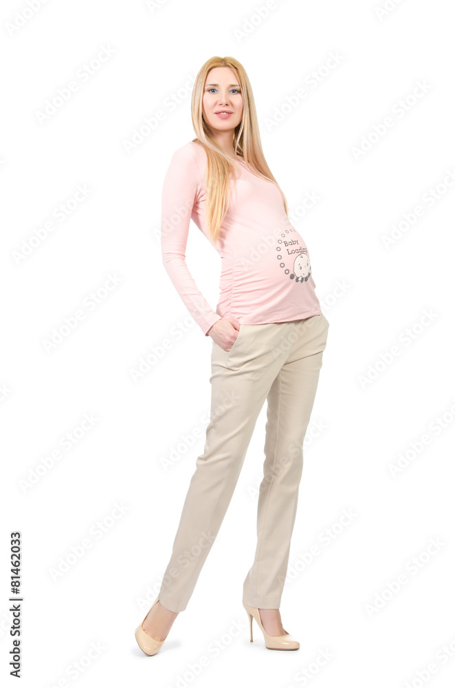 Beautiful pregnant woman isolated on white Beautiful pregnant woman isolated on white