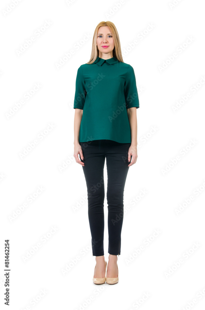 Beautiful pregnant woman isolated on white