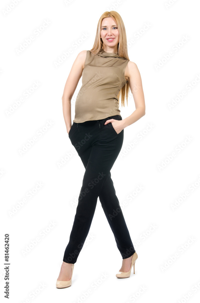 Beautiful pregnant woman isolated on white Beautiful pregnant woman isolated on white