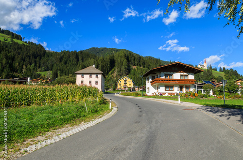 Road in Strassen alpine village in Dolomites Mountains, Austria © pkazmierczak