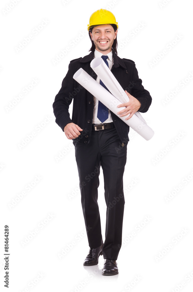 Young construction architect isolated on the white Young construction architect isolated on the white