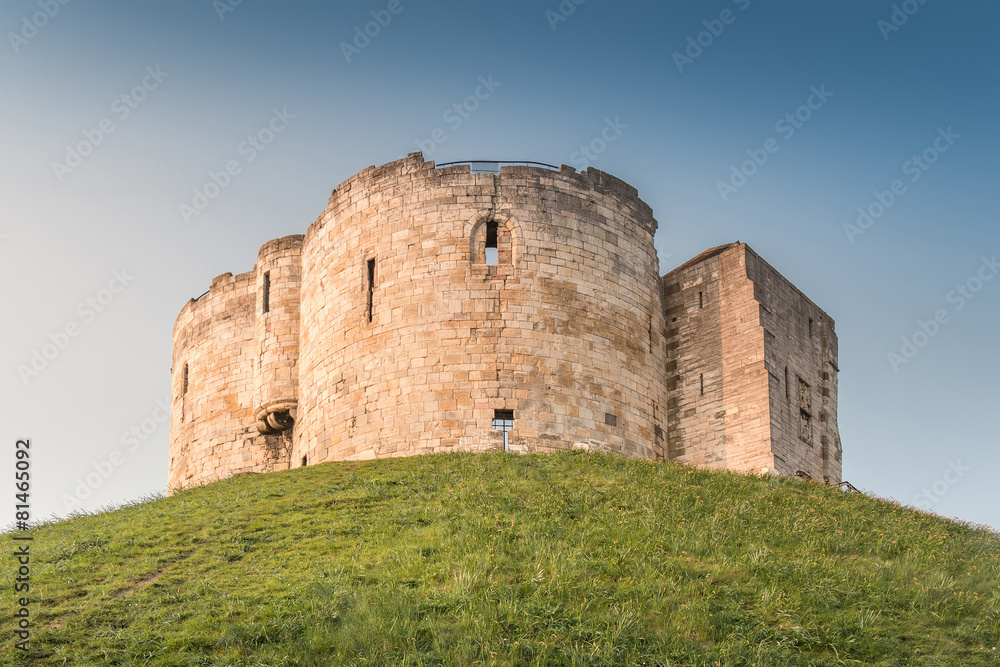 Clifford's Tower on the Hill in Twilight located in York, UK