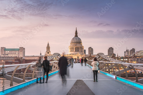 Symmetry on the Millennium Bridge to the St Paul's Cathedral photo