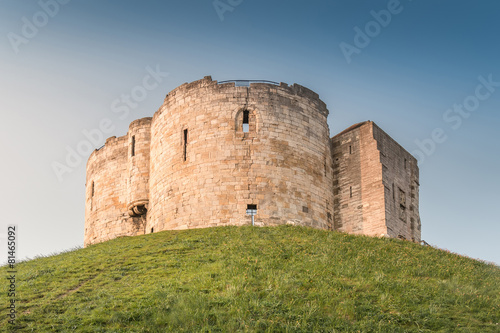 Clifford's Tower on the Hill in Twilight located in York, UK
