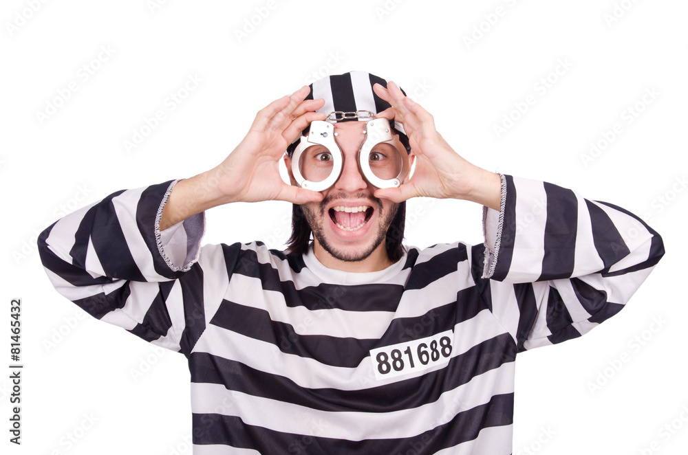 Prison inmate isolated on the white background Prison inmate isolated on the white background
