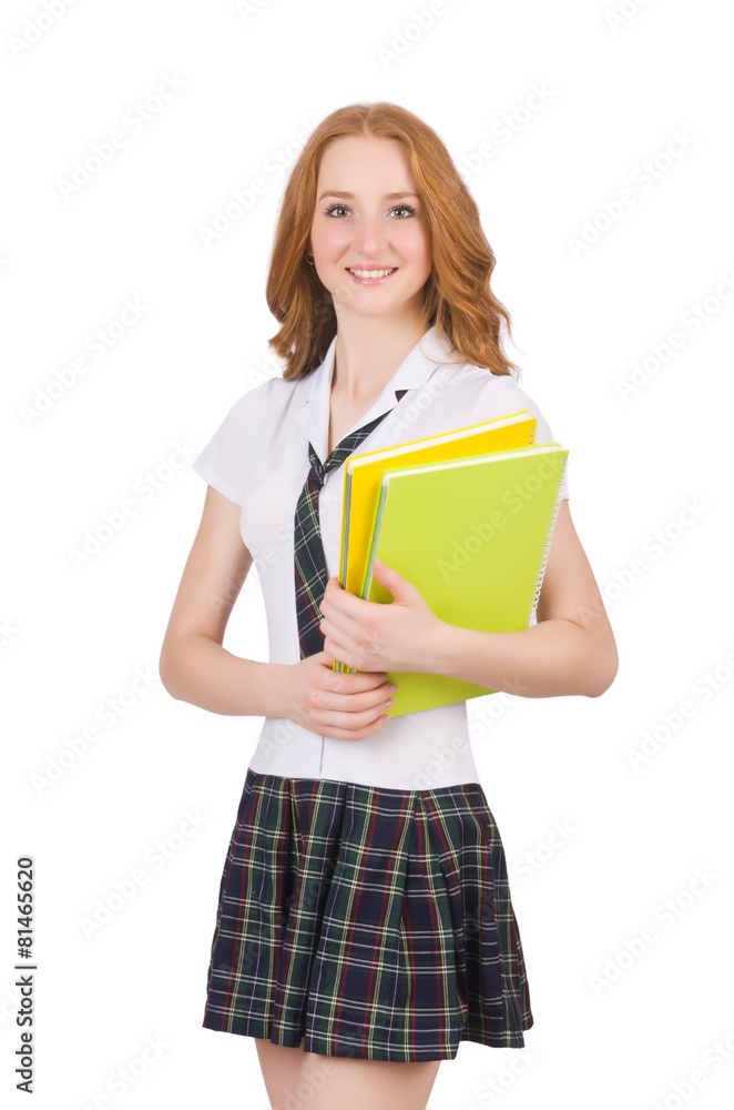 Young student female isolated on white Young student female isolated on white
