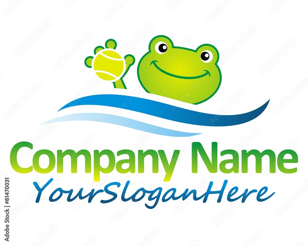 Naklejka premium frog toad tennis logo image vector