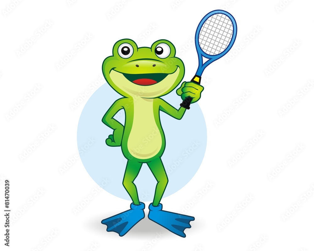 Fototapeta premium frog toad tennis character mascot image vector