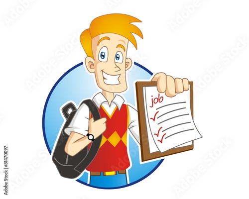 man learner schoolboy student character mascot image vector