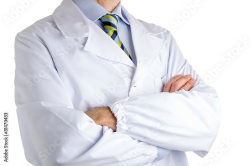 Man in medical coat crossing arms