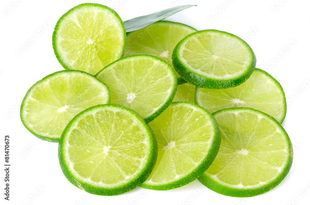 Fresh lime slice isolated on white background