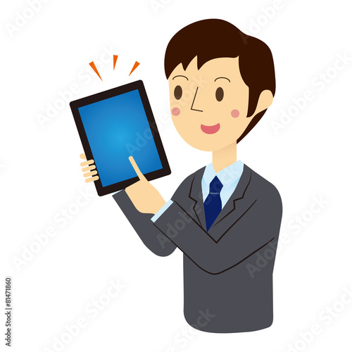 タブレット端末で説明するビジネスマン