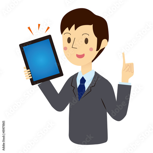 タブレット端末で説明するビジネスマン