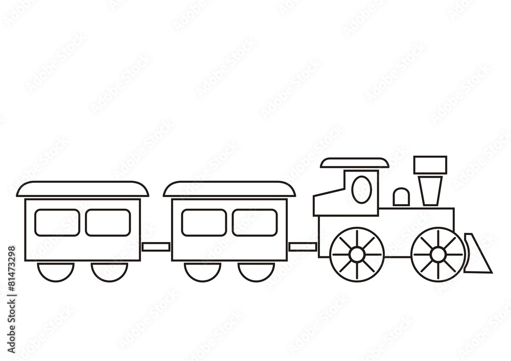 train, coloring book, black and white vector ilustration Stock Vector ...