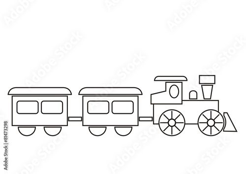 train, coloring book, black and white vector ilustration