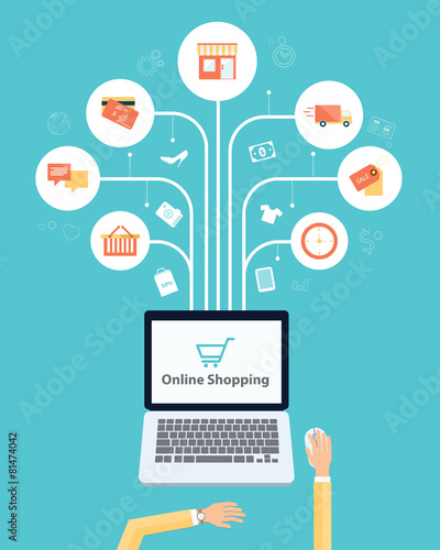 business online shopping  .social media network connection