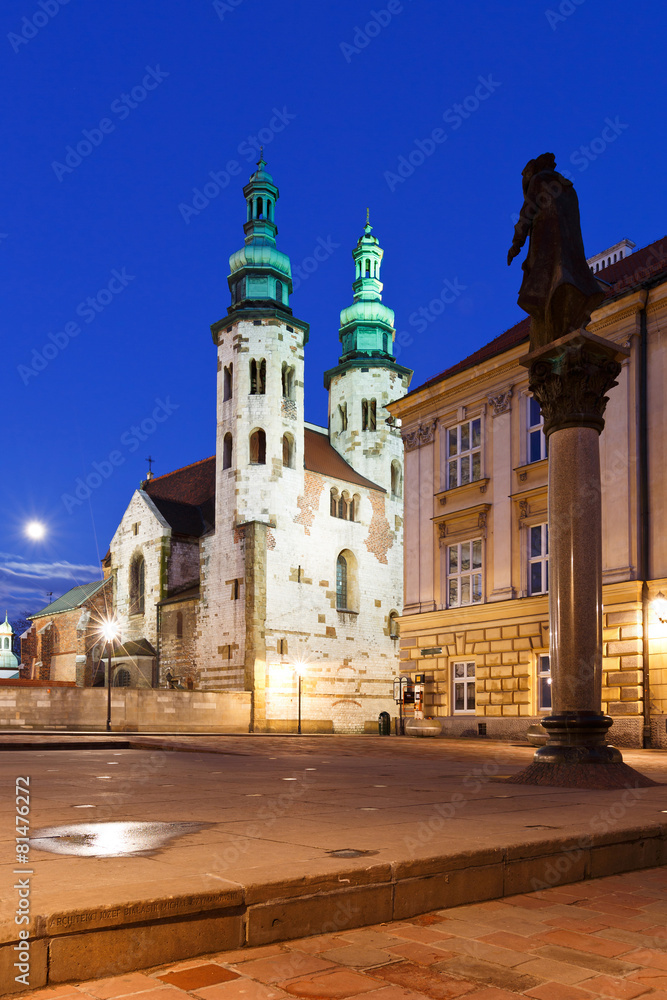 Church in the old town of Krakow, Poland.