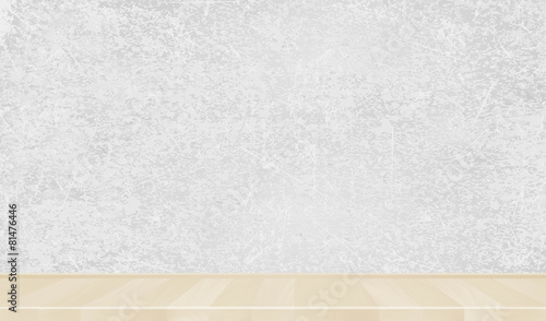Grey wall, light wooden parquet, floor. Background. Vector