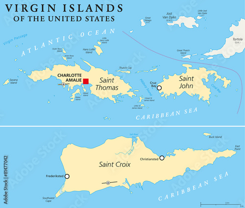 United States Virgin Islands Political Map photo