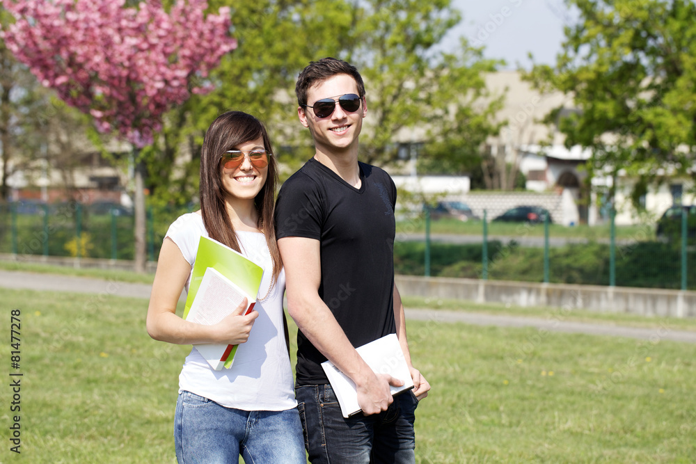 Obraz premium students studying outdoors