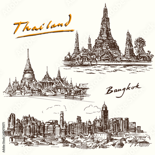 Thailand, Bangkok - hand drawn set