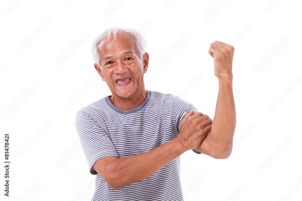strong old man on white isolated background strong old man on white isolated background