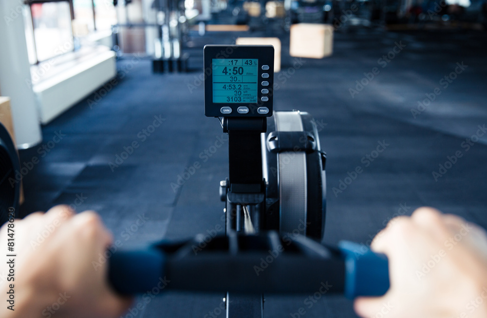 Fototapeta premium Closeup image of simulator at gym